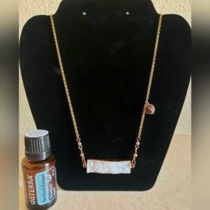 HANDMADE "Glistening Snow" Agate Druzy wire wrapped lava bead doTERRA oil sample